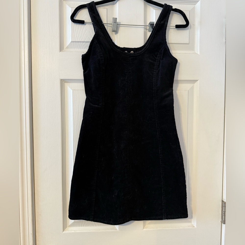 Mini black corduroy pinafore